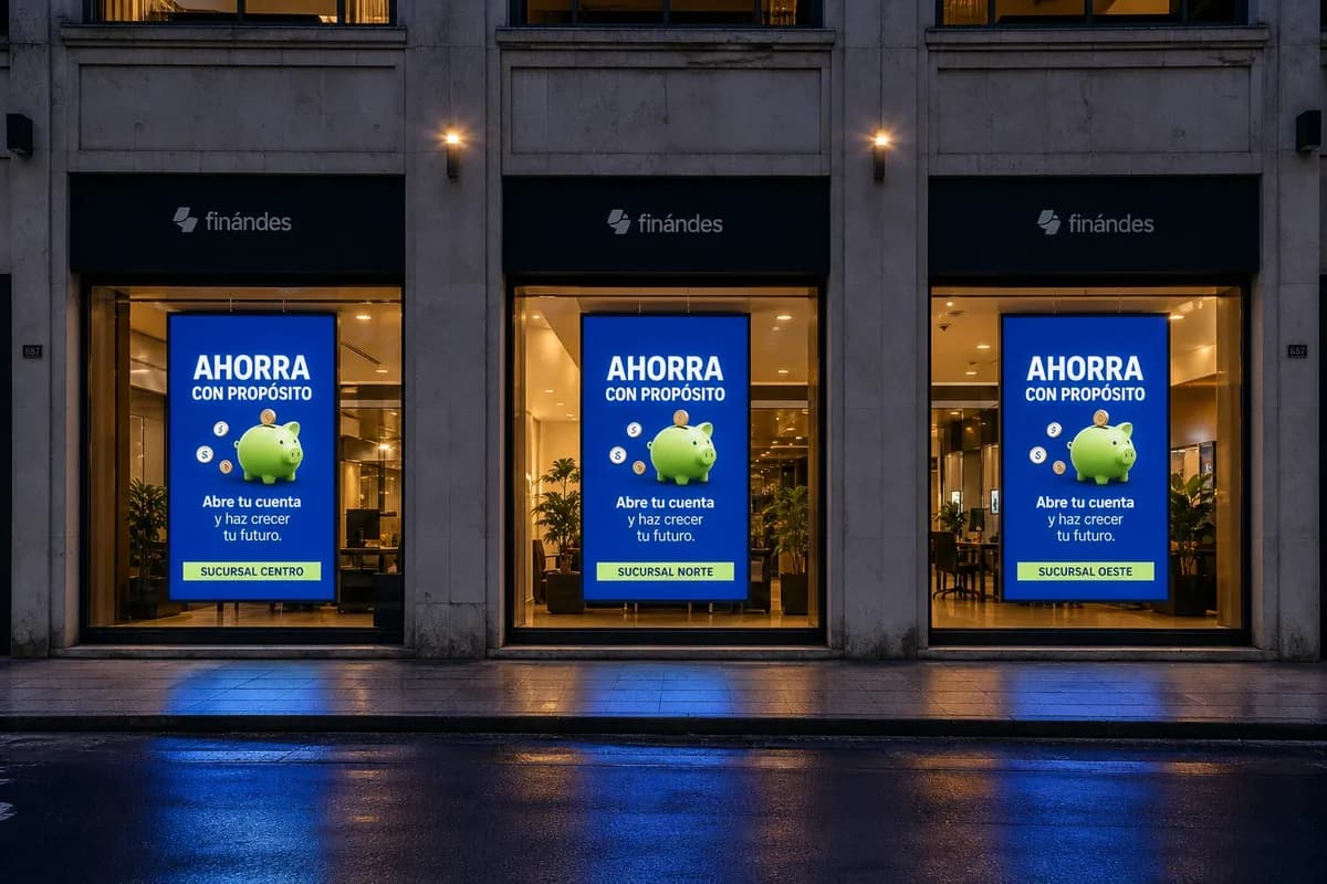 Tres sucursales mostrando la misma promoción en sus vidrieras al mismo tiempo